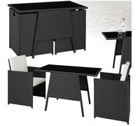 tectake® Ensemble Salon de Jardin encastrable en Poly Rotin 2 Personnes Ensemble Fauteuil Salon et Table de Jardin, Coussins Inclus, Mobilier de Jardin pour Amenagement Balcon Terrasse