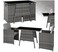 tectake® Ensemble Salon de Jardin encastrable en Poly Rotin 2 Personnes Ensemble Fauteuil Salon et Table de Jardin, Coussins Inclus, Mobilier de Jardin pour Amenagement Balcon Terrasse