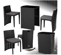 Salon de jardin - TECTAKE - Ensemble d'extérieur balcon HAMBOURG 2 personnes avec cadre en aluminium encastrable - Noir