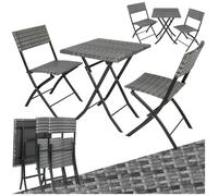 Salon de jardin - TECTAKE - Ensemble d'extérieur balcon TREVI 2 personnes pliable et résistant aux UVs en résine tressée - Gris