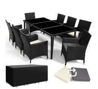 Salon de jardin - TECTAKE - Ensemble jardin MENORCA résistant aux intempéries housse de protection incluse - Noir