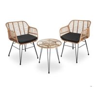 Salon de jardin - TECTAKE - Ensemble lounge d'extérieur MOLFETTA pour 2 personnes résistant avec design filigrane - Marron naturel