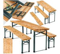 Salon de jardin - TECTAKE - Ensemble table et bancs pliables 3 pièces SISSI bois hydrofuge - Marron