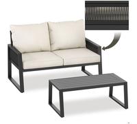 Salon de jardin - TECTAKE - Salon de jardin CAPTIVE en aluminium avec coussins épais design moderne - Gris anthracite