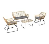 Salon De Jardin Tiga En Résine Tressée 4 Places - Coussins Gris Gris