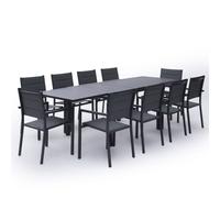 Happy Garden Salon de jardin Venezia extensible textilène gris 10 places aluminium anthracite