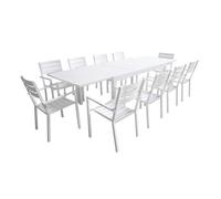 Happy Garden – Salon de jardin Venezia extensible 180/300 en aluminium 10 places – Blanc