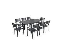 Happy Garden Salon de jardin Venezia extensible 90/180 aluminium anthracite 8 places gris