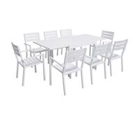 Salon De Jardin Venezia Extensible 90/180 En Aluminium Blanc - 8 Places Blanc