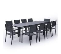 Happy Garden Salon de jardin Venezia extensible textilène gris 10 places aluminium anthracite