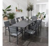 Happy Garden Salon de jardin Venezia extensible textilène gris 10 places aluminium anthracite