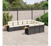 vidaXL Salon de jardin 10 pièces – Résine tressée, housse amovible, conception modulaire
