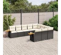 Vidaxl Salon De Jardin 10 Pcs Avec Coussins Noir Résine Tressée