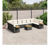 Vidaxl Salon De Jardin 11 Pcs Avec Coussins Noir Résine Tressée