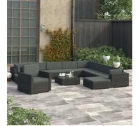 Salon de jardin - vidaXL - 12 pcs - Résine tressée noire - Coussins inclus - Pour 6 personnes