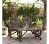 Salon de jardin Vidaxl 2 personnes bois massif 119.0 x 63.5 x 40 cm 2 pieces Marron G