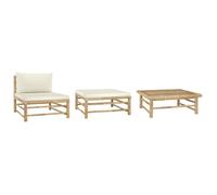 Salon de jardin - vidaXL - 3 pcs - Bambou - Coussins rembourrés - Modulaire