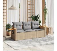 vidaXL Salon de jardin 3 pcs en résine tressée avec coussins Noir