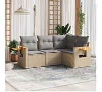 vidaXL Salon de jardin 4 pcs en résine tressée avec housses amovibles Gris