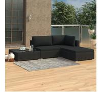 vidaXL – Salon de jardin modulable 3 personnes 4 pièces – Résine tressée noir 70×70×52,5 cm