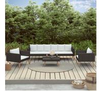 vidaXL Salon de jardin Résine tressée noire 4 pcs Coussins inclus Style contemporain