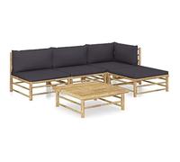 Salon de jardin modulable vidaxl Bambou 5 personnes 5 pieces gris G