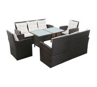 vidaXL Salon de jardin 5 pcs avec coussins Résine tressée Marron 43973