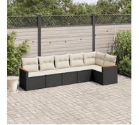 vidaXL Ensemble de salon de jardin 6 pièces avec coussins noir poly rotin