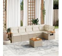 Salon de jardin - vidaXL - 7 pcs - Résine tressée beige - Housses amovibles - Conception modulaire