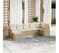Salon de jardin - vidaXL - 7 pcs - Résine tressée beige - Housses amovibles - Pour 6 personnes