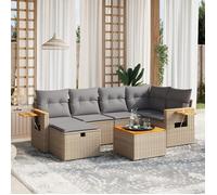 Salon de jardin - vidaXL - 7pcs - Résine tressée beige - Housses amovibles - Pour 6 personnes