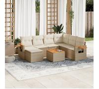 Salon de jardin - vidaXL - 8 pcs - Résine tressée beige - Housses amovibles - Design modulaire