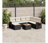vidaXL Salon de jardin 8 pcs avec coussins – Résine tressée, housse amovible, modulaire – Noir