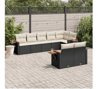 vidaXL Salon de jardin 8 pièces Résine tressée modulable Housse amovible Noir
