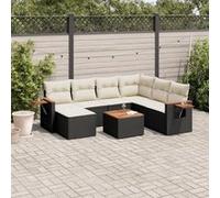 vidaXL Salon de jardin 8 pcs avec coussins – Résine tressée, housse amovible, modulaire – Noir