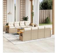 Salon de jardin - vidaXL - 9 pcs - Résine tressée beige - Housses amovibles - 8 personnes