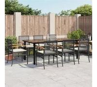 Salon de jardin vidaxl 9 pieces rotin noir 200 x 100 x 74 cm Multicolore