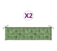 Coussins de banc 2 pcs motif de feuilles 180x50x7 cm tissu vidaXL vidaXL