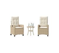 Salon de jardin vidaxl beige rotin 3 pieces 45 x 50 cm