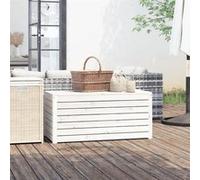 vidaXL Boîte de jardin Coffre de rangement avec couvercle Moderne blanc Bois massif de pin