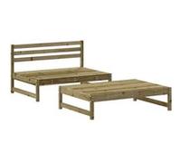 Salon de jardin Vidaxl bois bois 2 pieces 2 personnes bois G