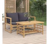 Salon de jardin Vidaxl gris 2 personnes 2 pieces 90.0 x 50 x 45 cm bambou bois G