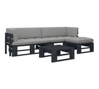 Vidaxl Salon De Jardin Palette 4 Pcs Et Coussins Pin Impr¿¿Gn¿¿ De Noir Noir