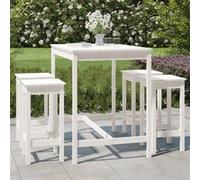 Vidaxl Ensemble De Bar De Jardin 5 Pcs Blanc Bois Massif De Pin