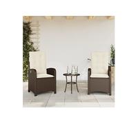 Vidaxl Ensemble De Bistro 3 Pcs Avec Coussins Marron Résine Tressée