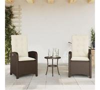 Vidaxl Ensemble De Bistro 3 Pcs Avec Coussins Marron Résine Tressée