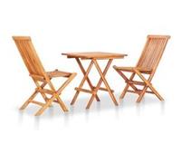 Vidaxl Ensemble De Bistro Pliable 3 Pcs Bois De Teck Solide