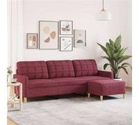 Canapé à 3 places avec repose-pieds Rouge bordeaux 210 cm Tissu, canapé, canapé de salon, canapé 3 places en tissu, canapé rembourré