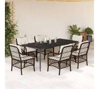 Ensemble à Manger de Jardin et Coussins Table 5 pcs Marron Résine Tressée vidaXL