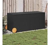 vidaXL Boîte de rangement de jardin Résine tressée 100x50x50 cm 283 L avec roues Noir